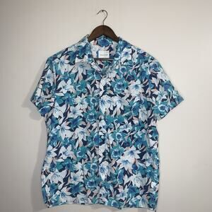 Men’s American Eagle AE Tropical Hawaiian Print Resort Shirt Large Button Front